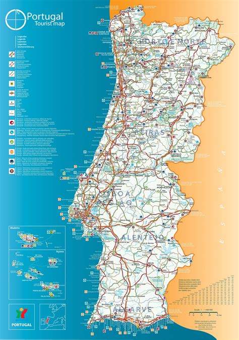 Carte du Portugal détaillée à imprimer 